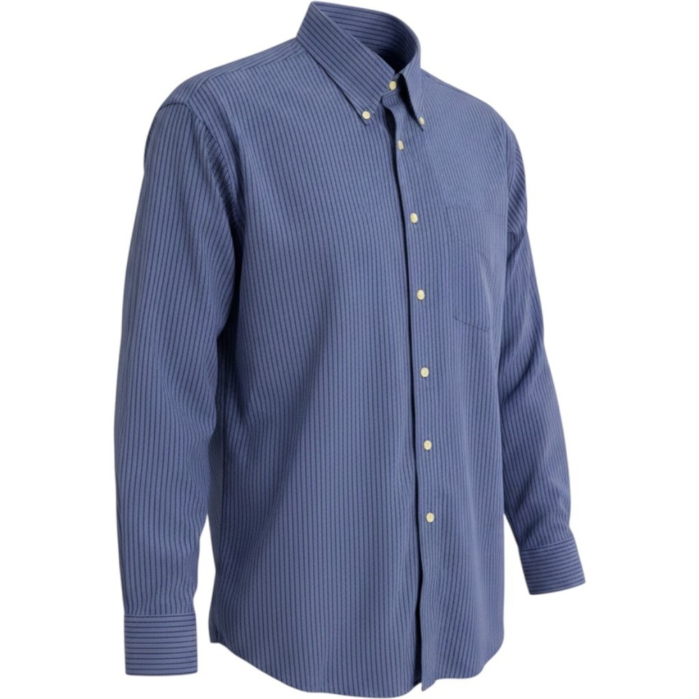 Tommy Hilfiger Ithaca Mens Button Down Shirt Blue Striped Cotton LG 16.5 32-33